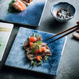 assiette japonaise plate carree bleue