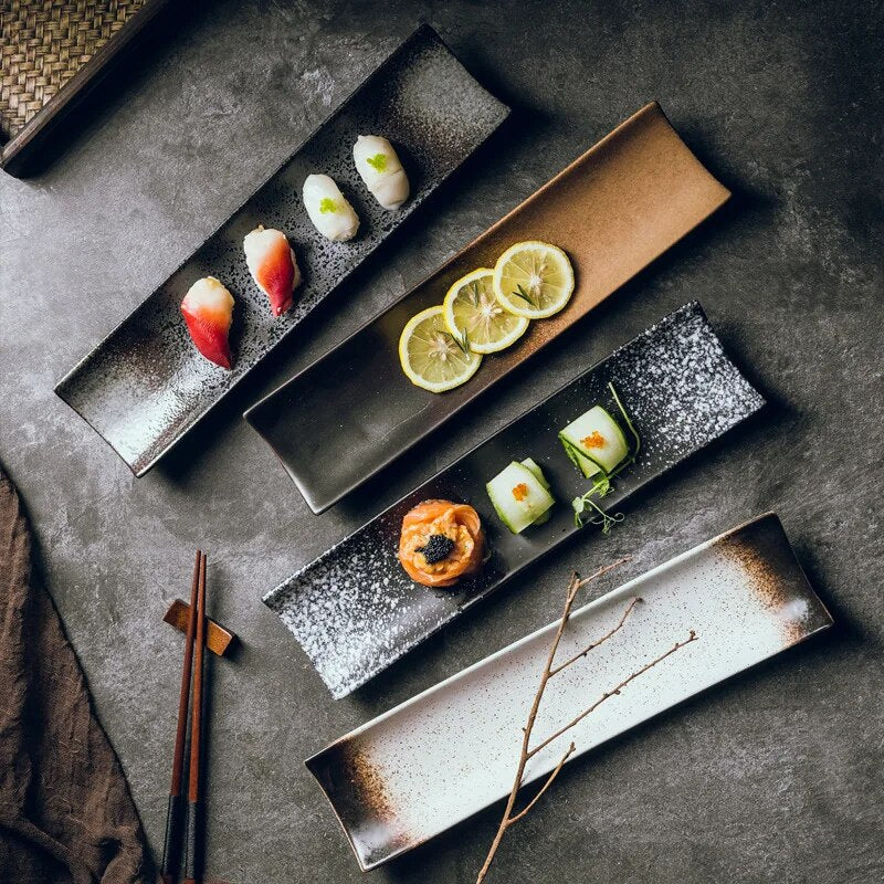 assiette japonaise rectangulaire ceramique