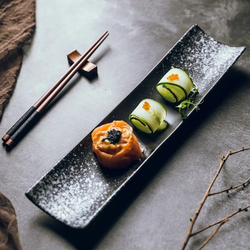 assiette japonaise rectangulaire ceramique sushi