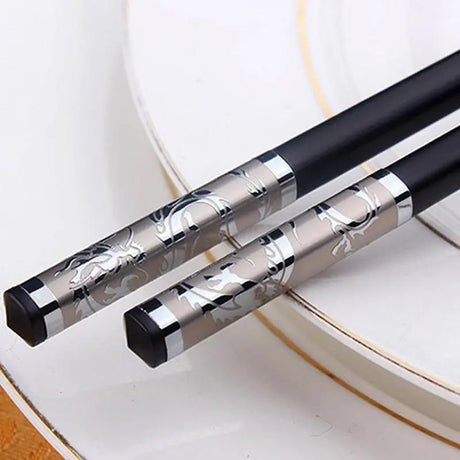 baguettes japonaises dragon argent