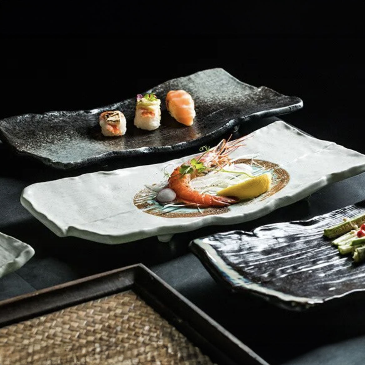 assiette japonaise plate rectangulaire ceramique