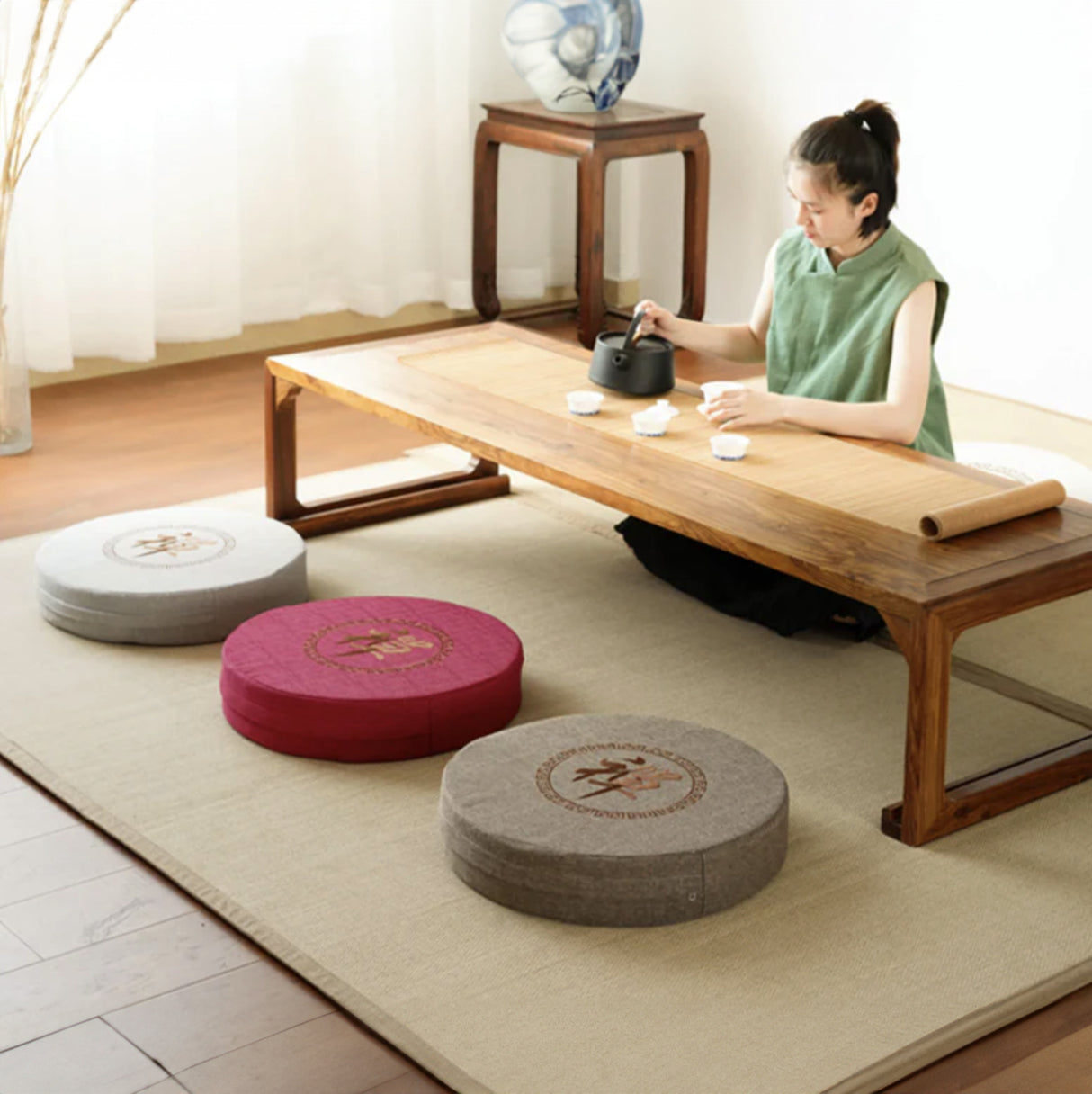 Coussin japonais rond de méditation