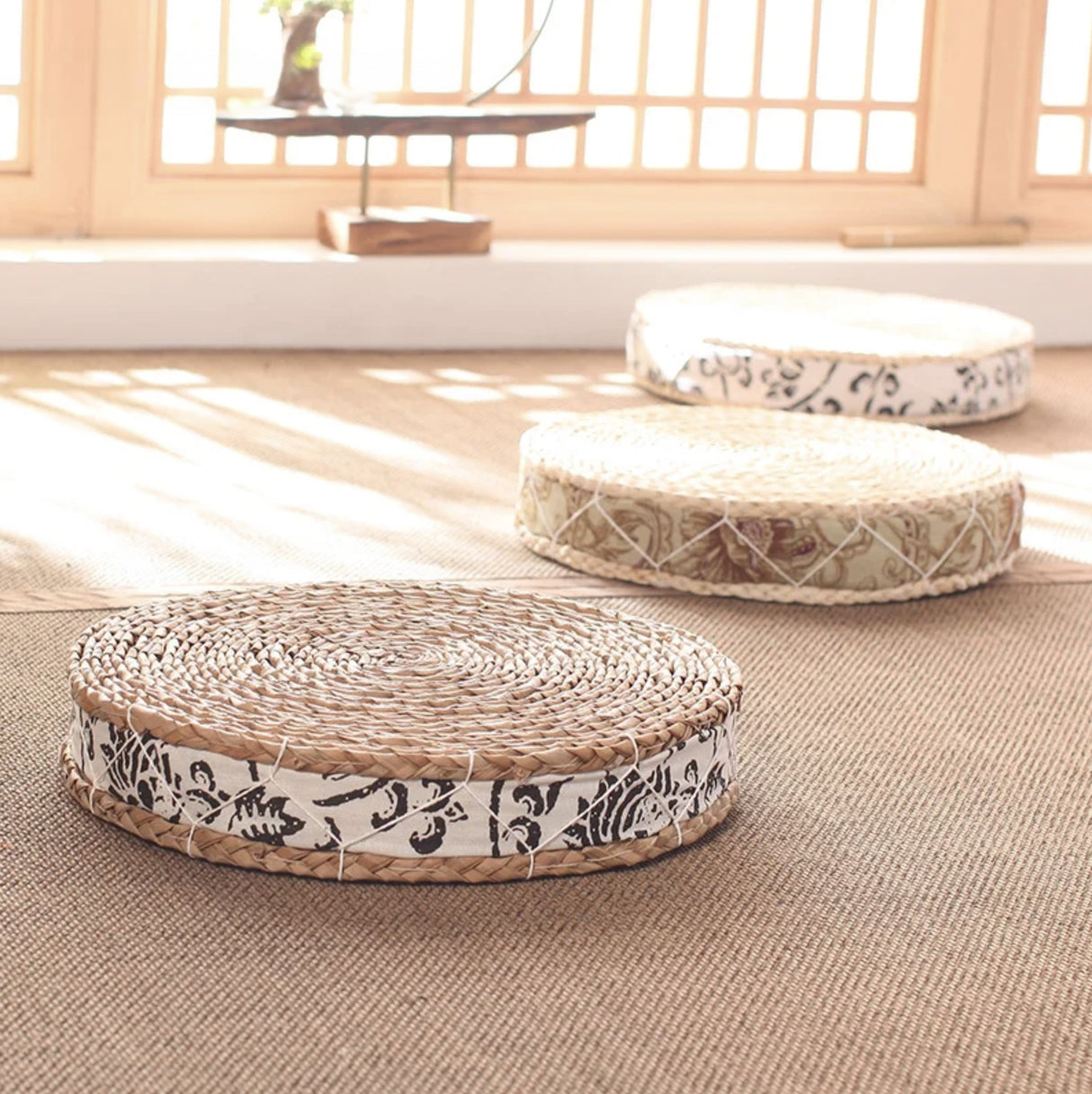 Japanese straw floor cushion