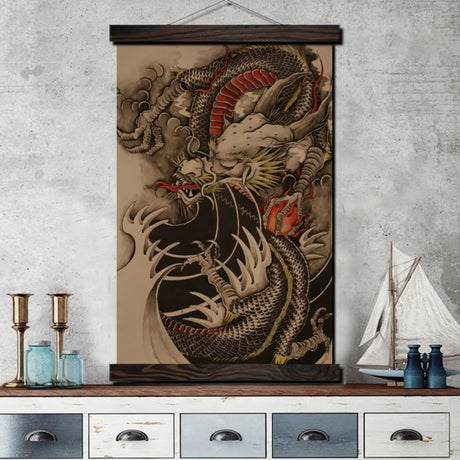 Tableau japonais dragon ancien