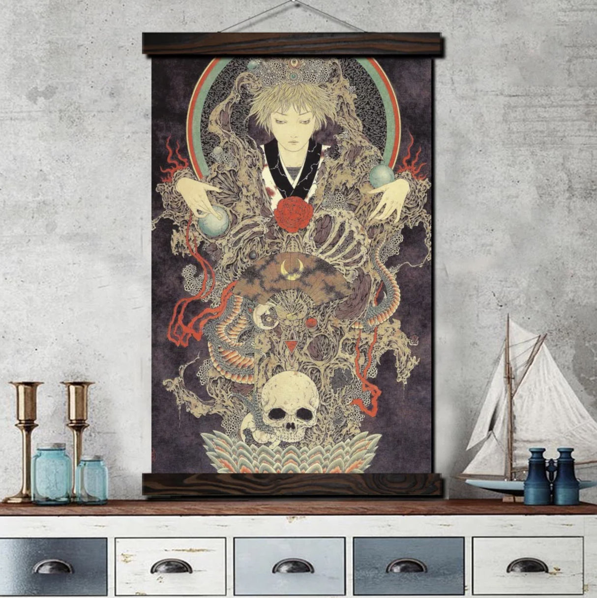 Japanese painting magician of death