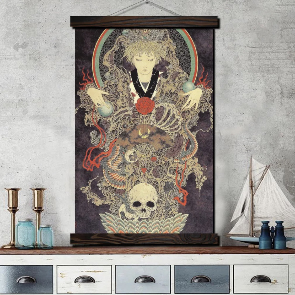 Tableau japonais magicien de la mort