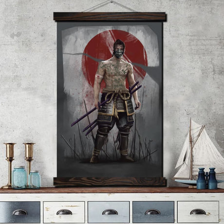 Japanese shirtless samurai painting