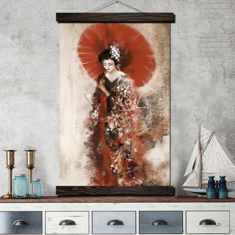 Traditional Japanese geisha painting