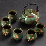 Japanese ceramic flower tea set