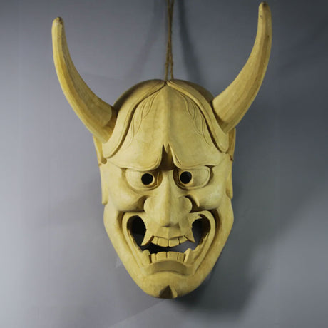 Masque japonais en bois démon Hannya (masque décoratif)