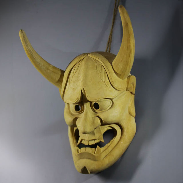 Masque japonais en bois démon Hannya (masque décoratif)