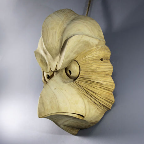 Masque japonais en bois oiseau (masque décoratif)