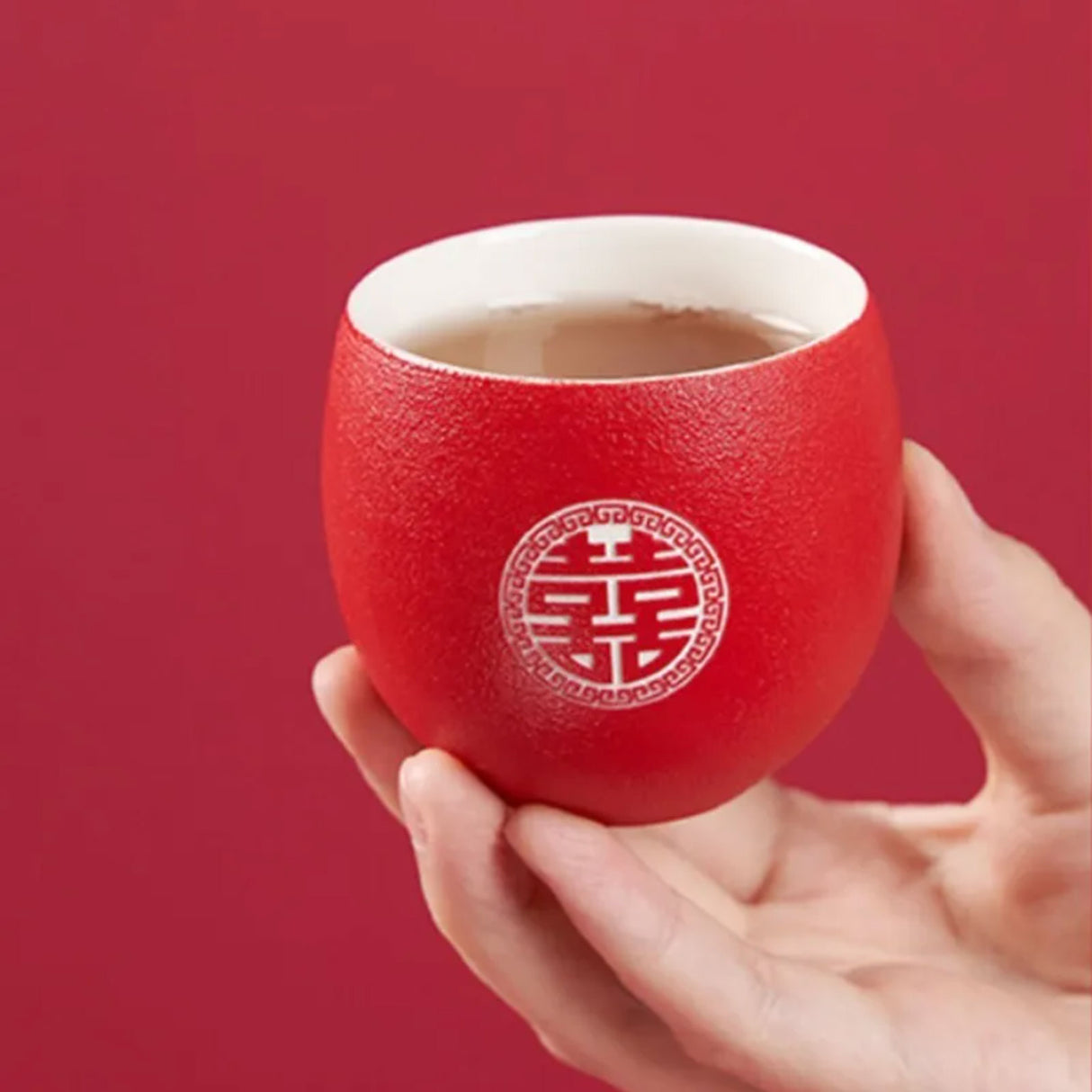 Service à thé japonais rouge en céramique