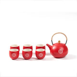 Service à thé japonais rouge en céramique