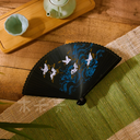 eventail japonais grue noir