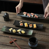 assiette japonaise a sushi noire ceramique