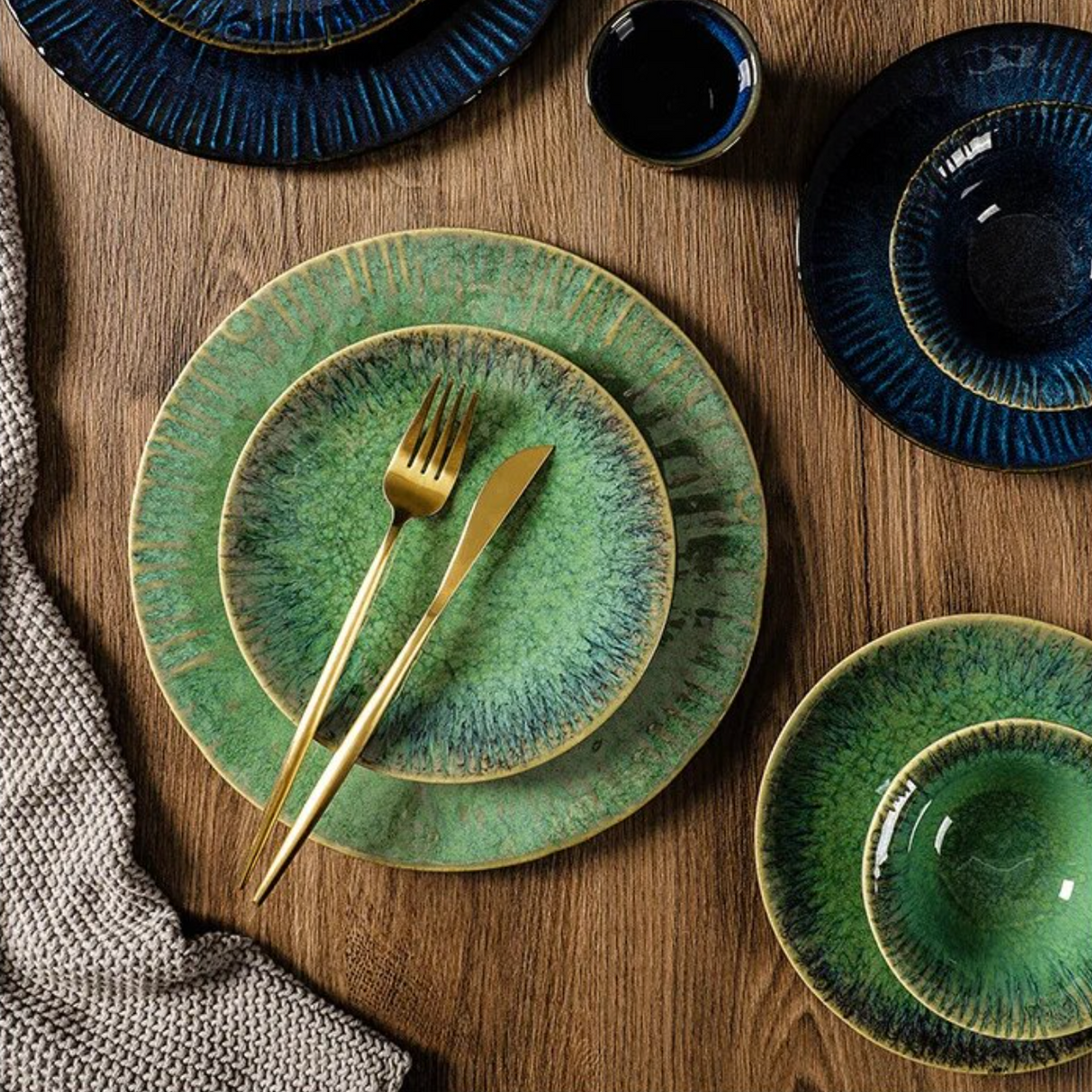 assiette japonaise verte