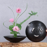 Vase ikebana moribana rond noir