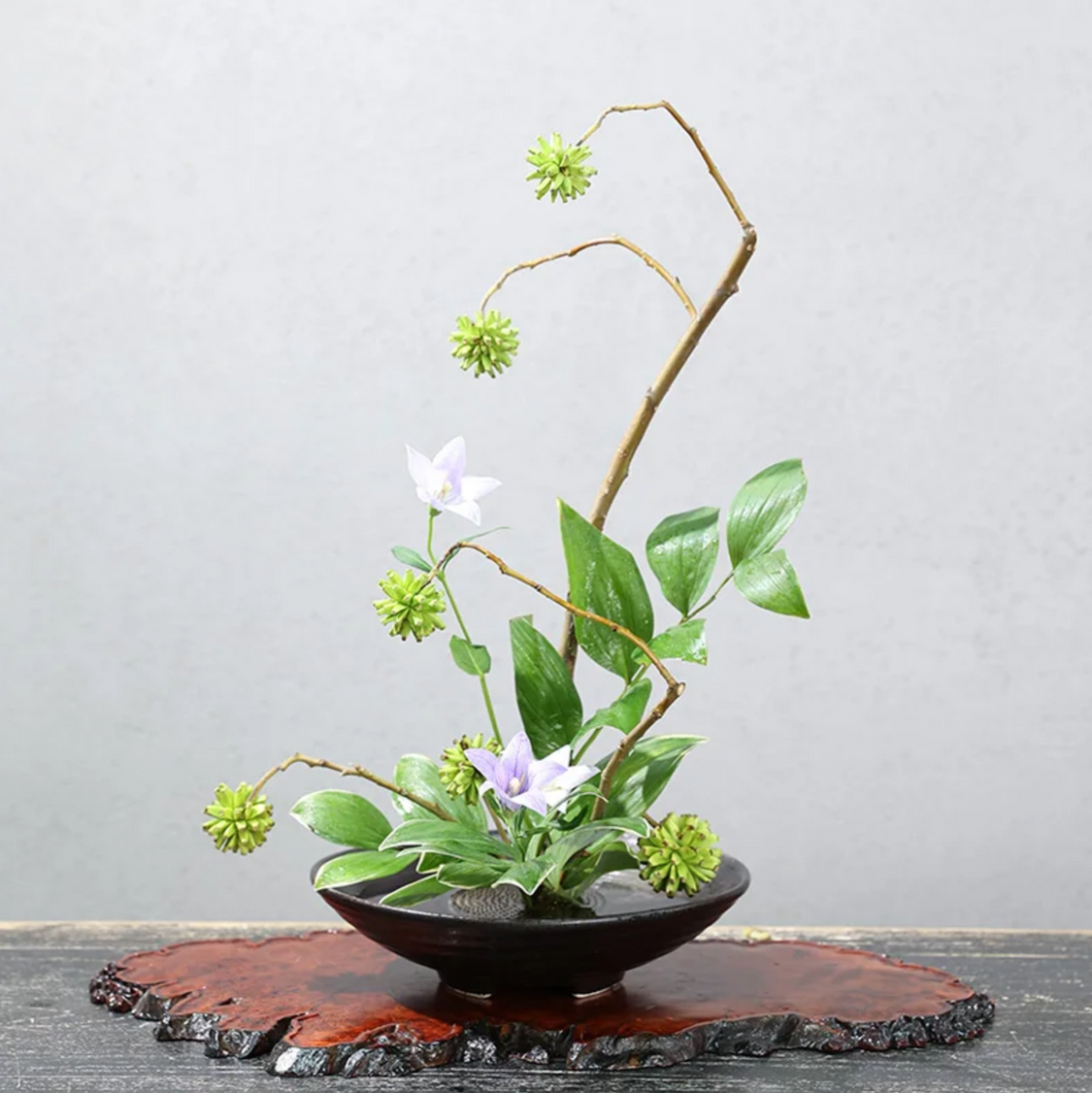 Vase ikebana moribana rond noir