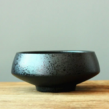 Round black ikebana moribana vase in height