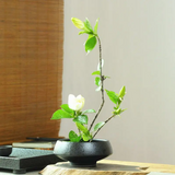 Vase ikebana moribana noir rond en hauteur