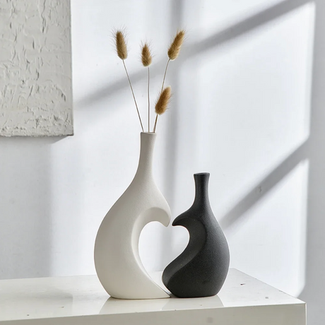 Japanese black and white vase