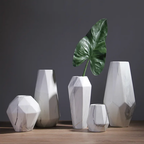 Geometric white Japanese vase