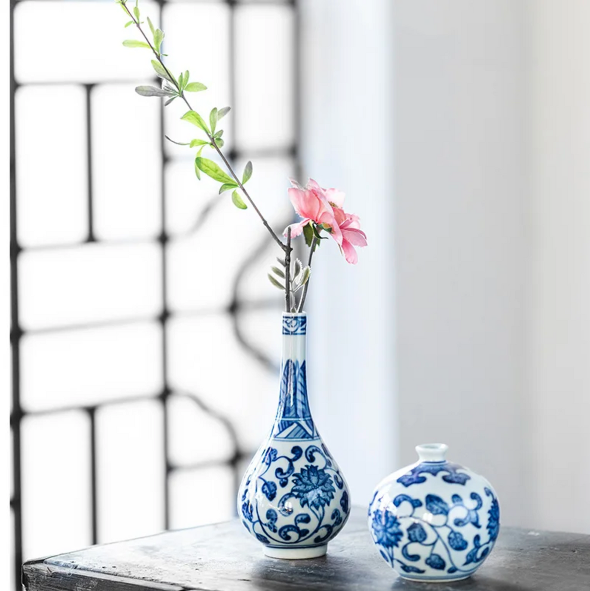 Vase japonais bleu et blanc