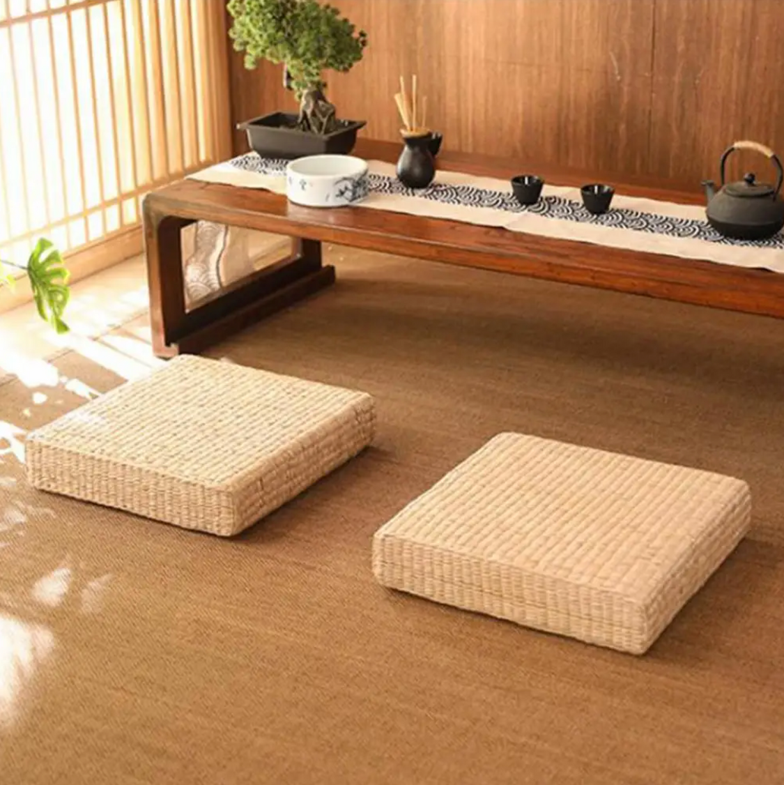 Coussin japonais carré en tatami