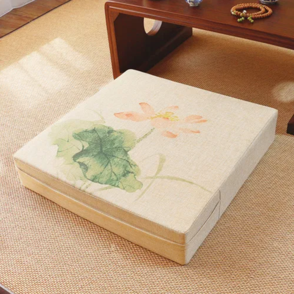 Coussin japonais à fleurs carré