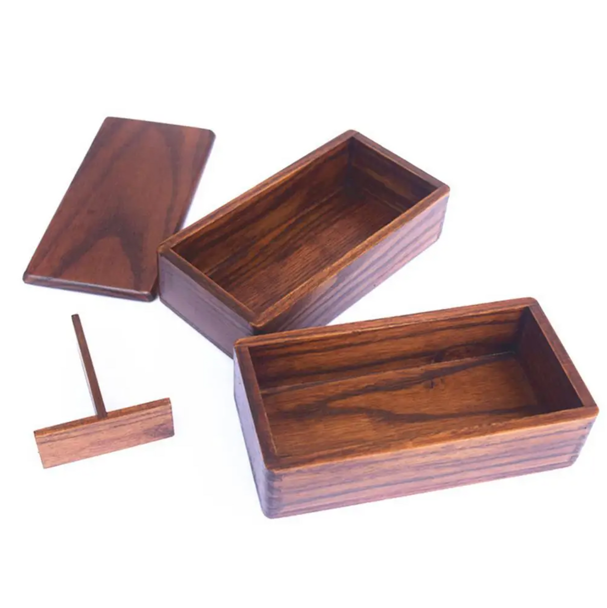 Boîte bento en bois rectangulaire à étage