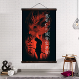 Japanese red and black samurai painting