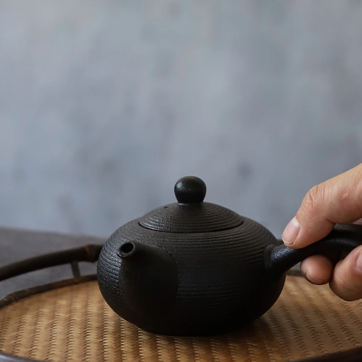 Japanese black kyusu teapot