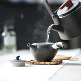 Japanese black kyusu ceramic teapot