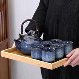 Dark blue Japanese tea set