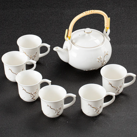 Japanese ceramic flower tea set