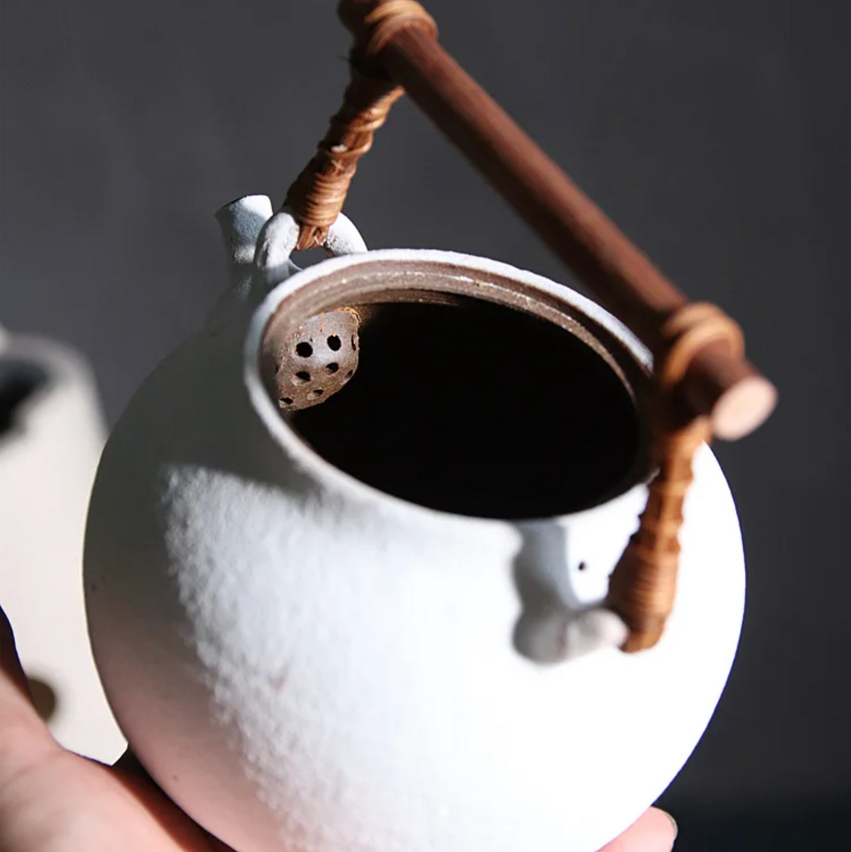 Handmade white Japanese teapot