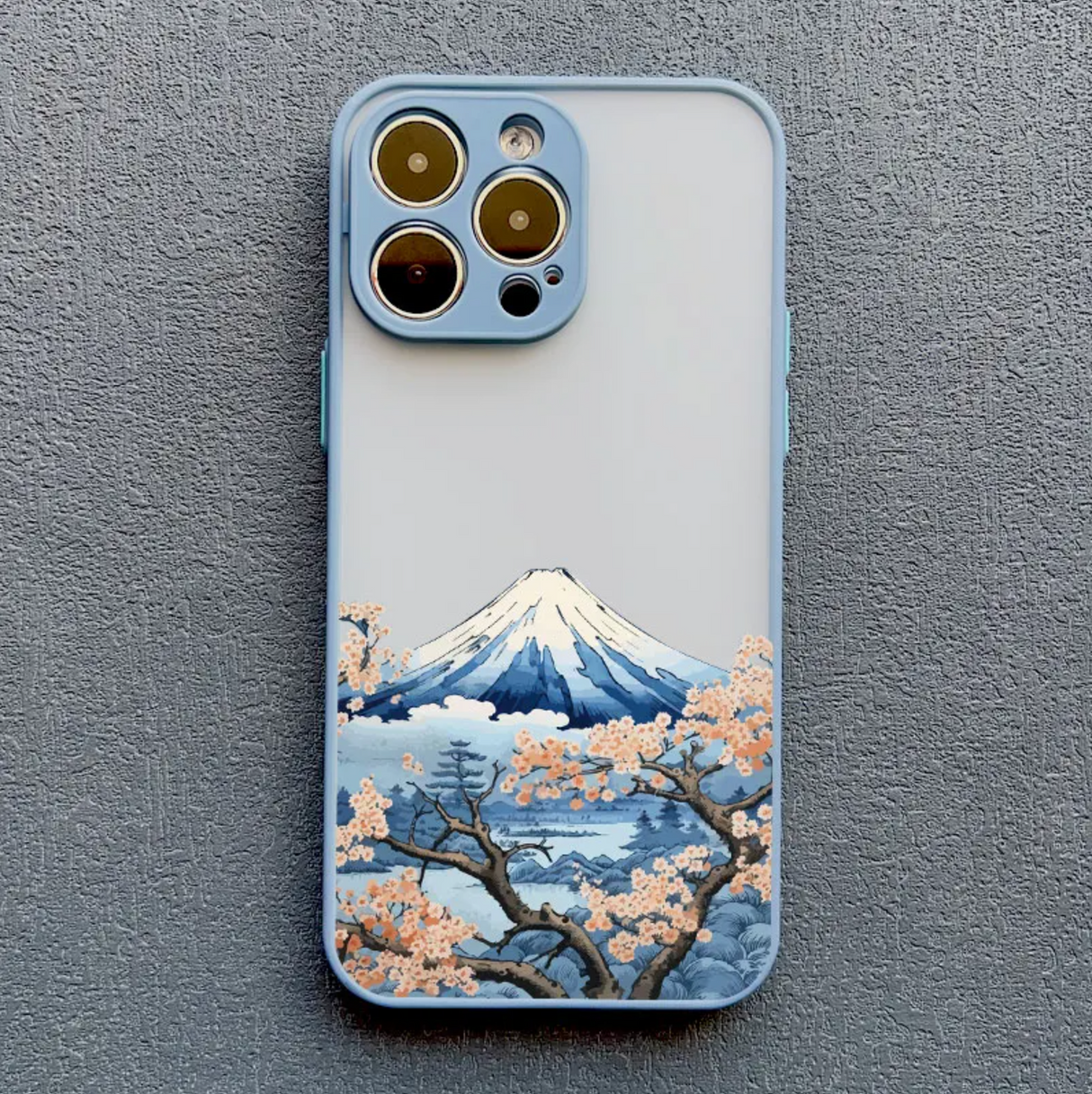 Coque de téléphone japonaise mont Fuji bleu