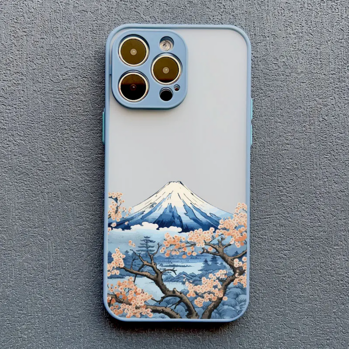 Japanese phone case Mount Fuji blue