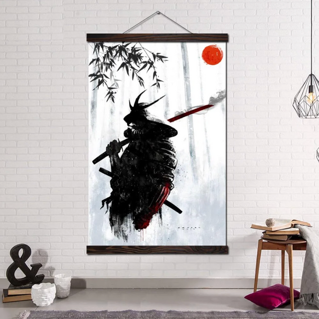 Tableau japonais samouraï obscure