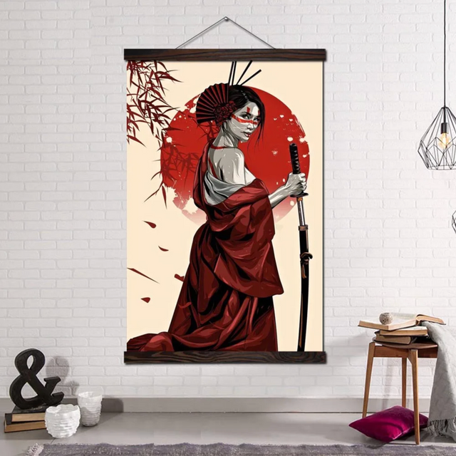Tableau japonais geisha samouraï