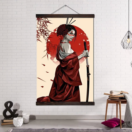 Tableau japonais geisha samouraï