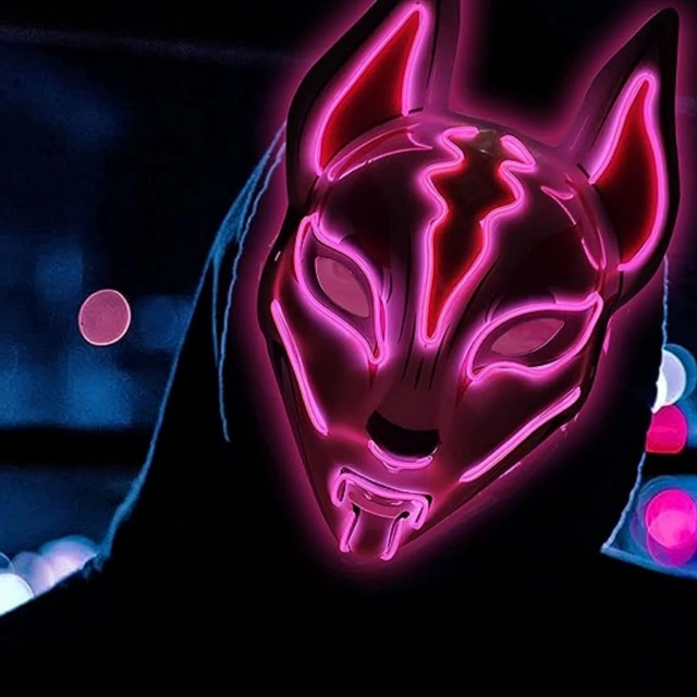 Masque japonais kitsune LED