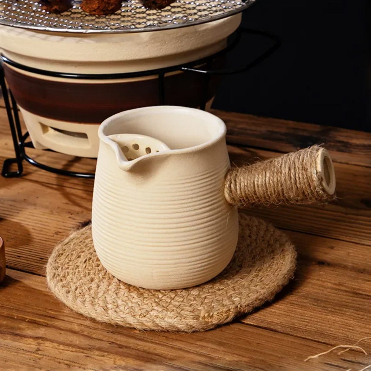 Théière japonaise kyusu blanche en céramique