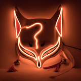 Masque japonais renard lumière LED orange