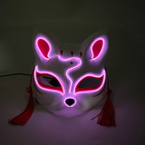 Masque japonais chat lumière LED rose pale