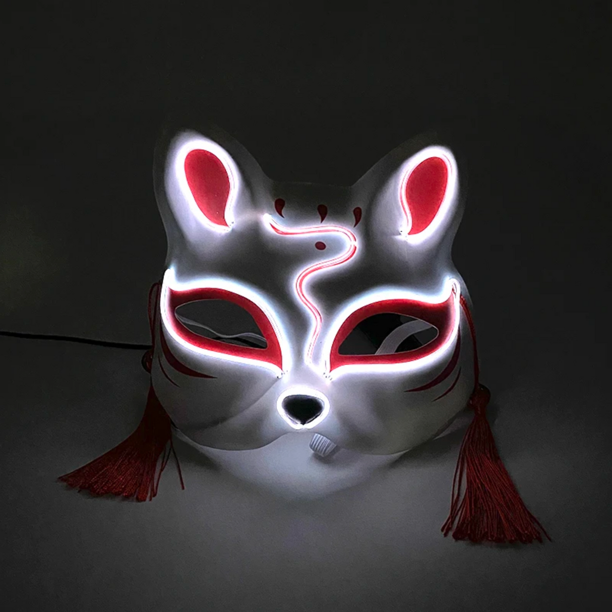 Masque japonais chat lumière LED blanc