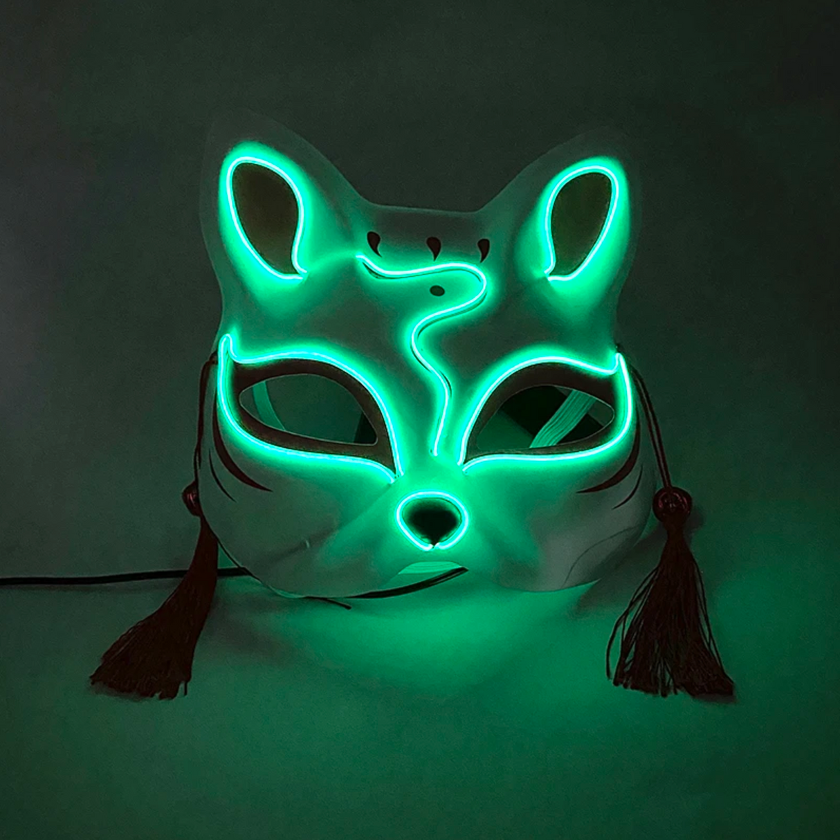 Masque japonais chat lumière LED vert pale