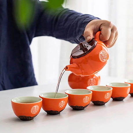 Service à thé japonais orange