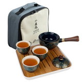Service à thé japonais portatif à motifs avec plateau à thé